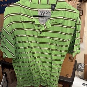 Wrangler Green and Brown Striped Polo Shirt